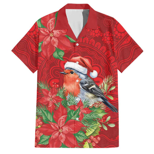 Australian Scarlet Robin Family Matching Short Sleeve Bodycon Dress and Hawaiian Shirt Aboriginal Inspired Christmas - Aussie Hoodie