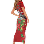 Australian Scarlet Robin Family Matching Short Sleeve Bodycon Dress and Hawaiian Shirt Aboriginal Inspired Christmas - Aussie Hoodie