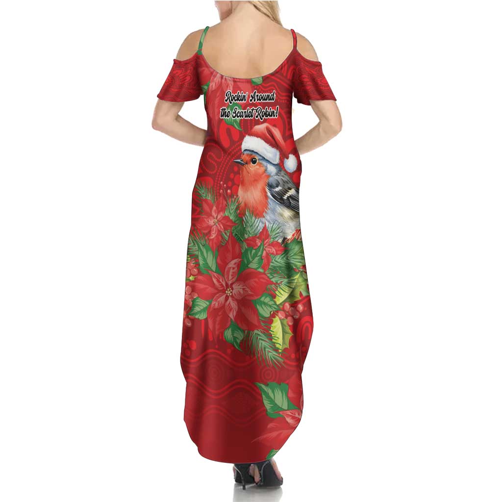Australian Scarlet Robin Family Matching Summer Maxi Dress and Hawaiian Shirt Aboriginal Inspired Christmas - Aussie Hoodie