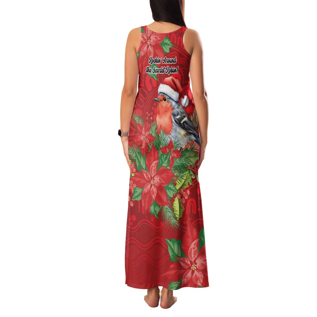 Australian Scarlet Robin Family Matching Tank Maxi Dress and Hawaiian Shirt Aboriginal Inspired Christmas - Aussie Hoodie