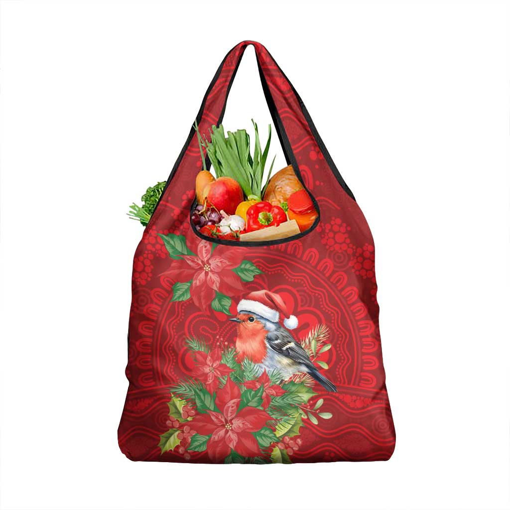 Australian Scarlet Robin Grocery Bag Aboriginal Inspired Christmas - Aussie Hoodie