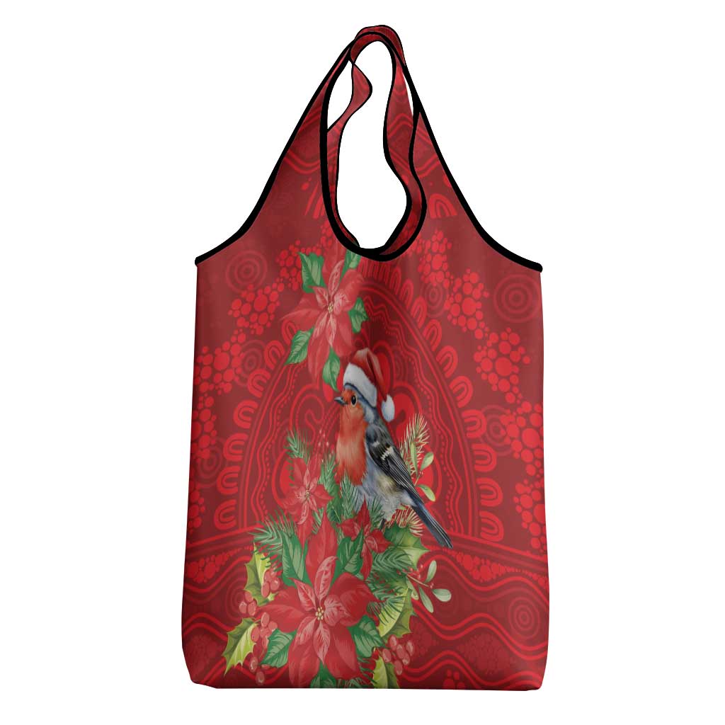 Australian Scarlet Robin Grocery Bag Aboriginal Inspired Christmas - Aussie Hoodie