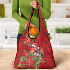 Australian Scarlet Robin Grocery Bag Aboriginal Inspired Christmas - Aussie Hoodie