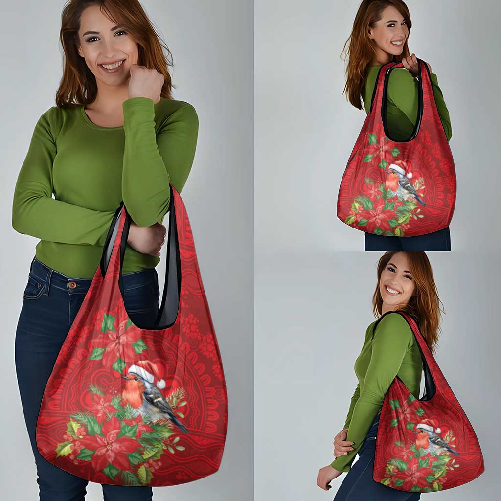 Australian Scarlet Robin Grocery Bag Aboriginal Inspired Christmas - Aussie Hoodie