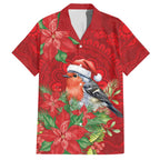 Australian Scarlet Robin Hawaiian Shirt Aboriginal Inspired Christmas - Aussie Hoodie