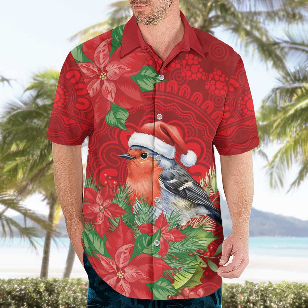 Australian Scarlet Robin Hawaiian Shirt Aboriginal Inspired Christmas - Aussie Hoodie