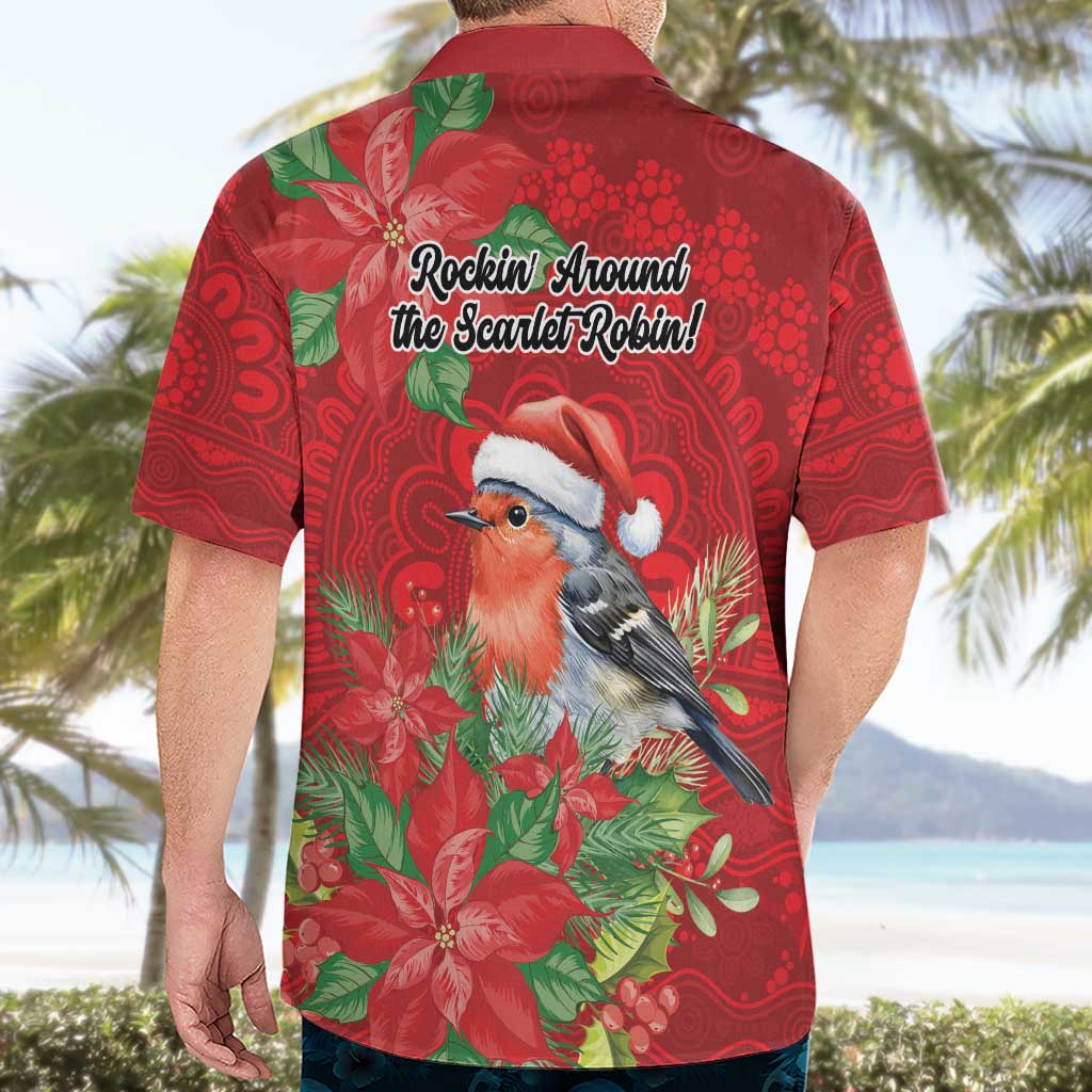Australian Scarlet Robin Hawaiian Shirt Aboriginal Inspired Christmas - Aussie Hoodie