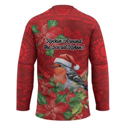 Australian Scarlet Robin Hockey Jersey Aboriginal Inspired Christmas - Aussie Hoodie