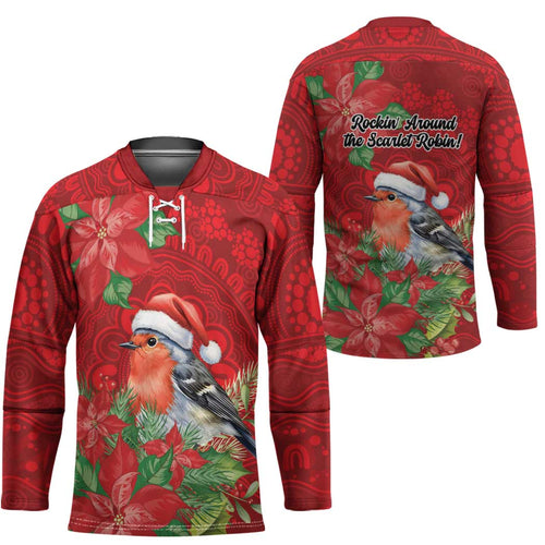 Australian Scarlet Robin Hockey Jersey Aboriginal Inspired Christmas - Aussie Hoodie