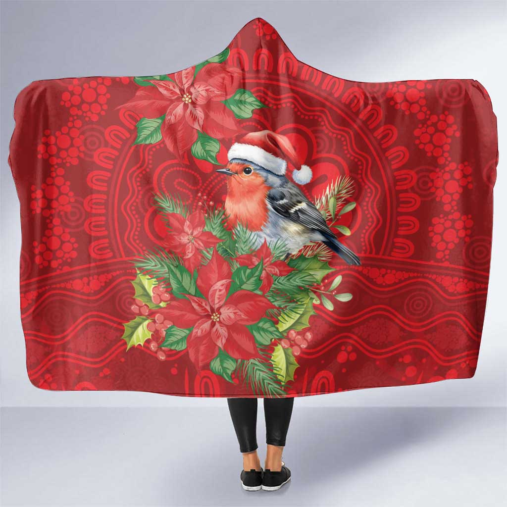 Australian Scarlet Robin Hooded Blanket Aboriginal Inspired Christmas - Aussie Hoodie