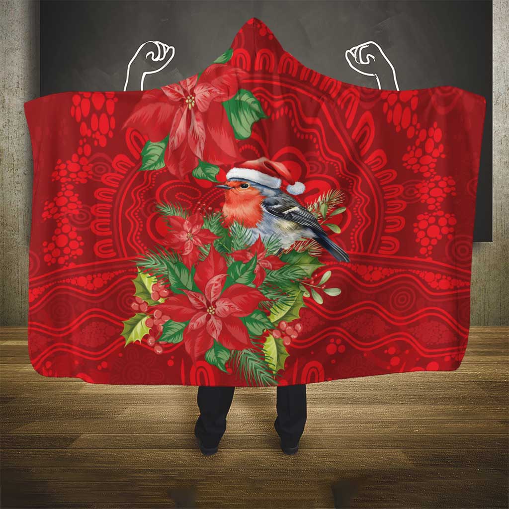 Australian Scarlet Robin Hooded Blanket Aboriginal Inspired Christmas - Aussie Hoodie