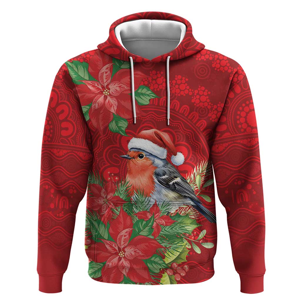 Australian Scarlet Robin Hoodie Aboriginal Inspired Christmas - Aussie Hoodie