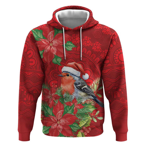 Australian Scarlet Robin Hoodie Aboriginal Inspired Christmas - Aussie Hoodie