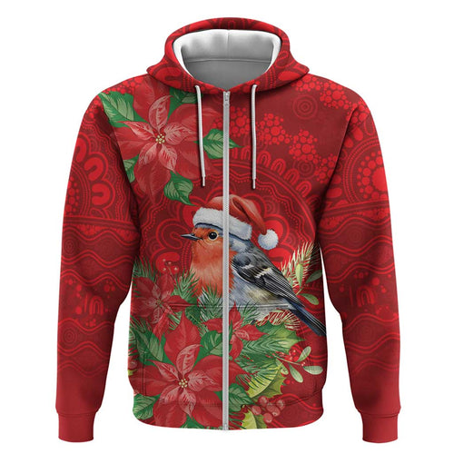 Australian Scarlet Robin Hoodie Aboriginal Inspired Christmas - Aussie Hoodie