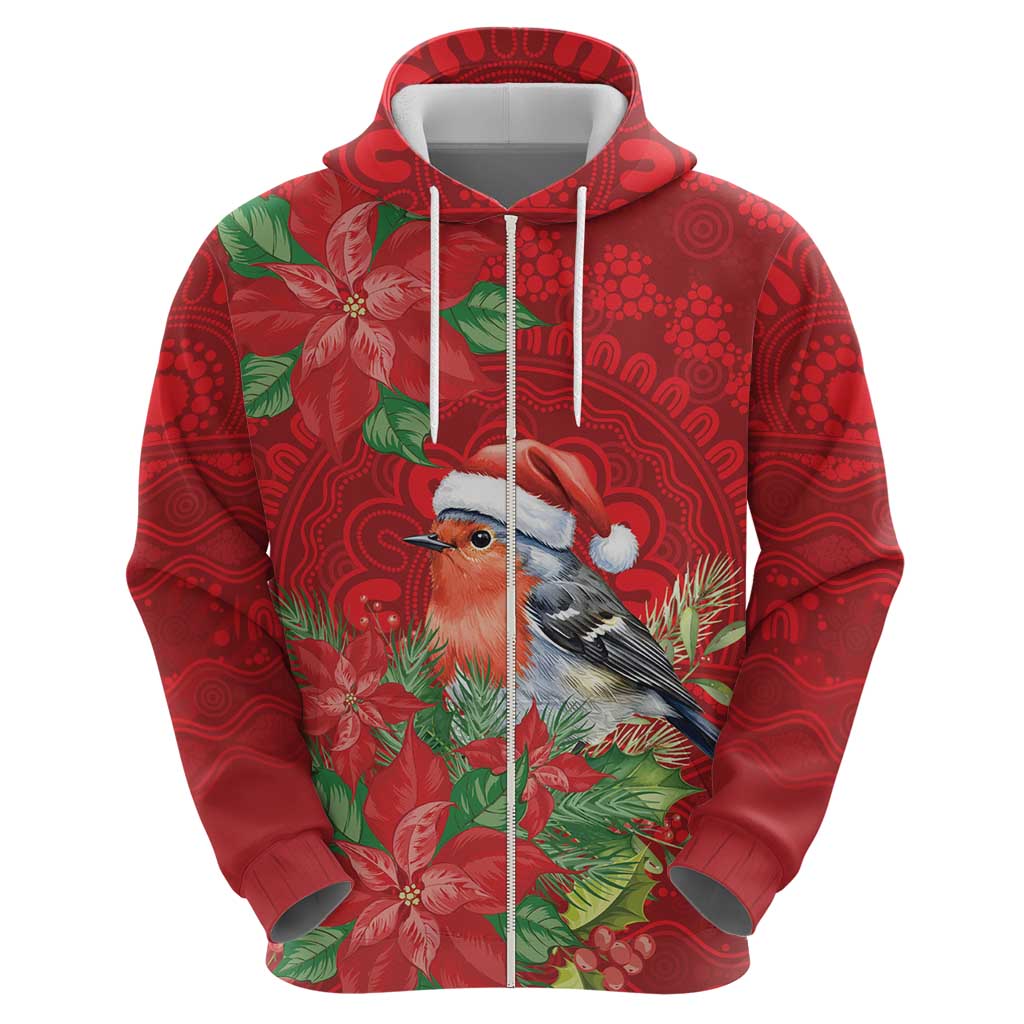 Australian Scarlet Robin Hoodie Aboriginal Inspired Christmas - Aussie Hoodie