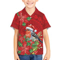 Australian Scarlet Robin Kid Hawaiian Shirt Aboriginal Inspired Christmas - Aussie Hoodie