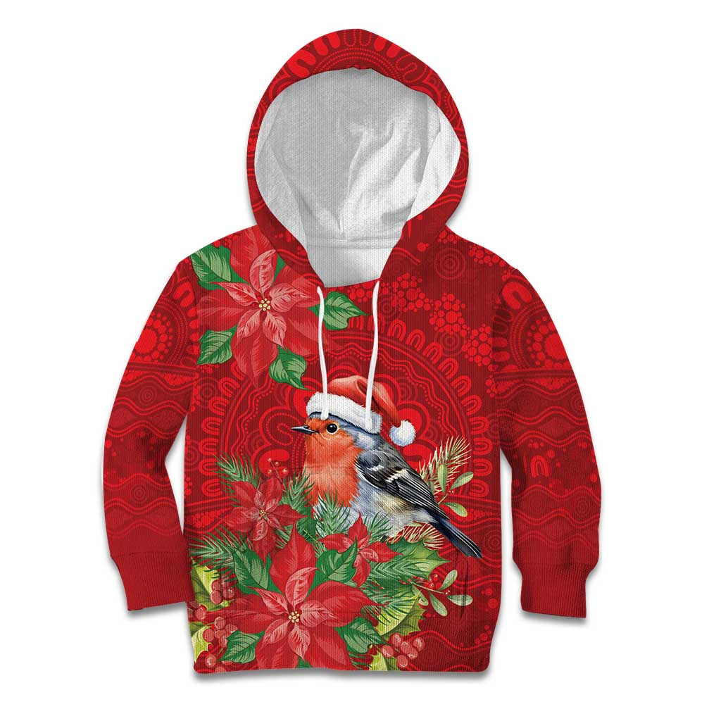 Australian Scarlet Robin Kid Hoodie Aboriginal Inspired Christmas - Aussie Hoodie