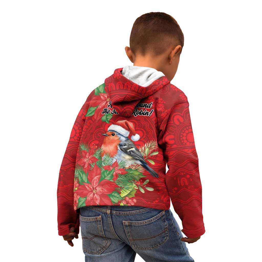 Australian Scarlet Robin Kid Hoodie Aboriginal Inspired Christmas - Aussie Hoodie