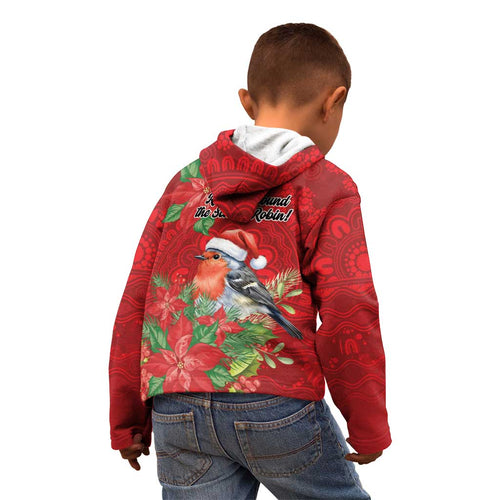 Australian Scarlet Robin Kid Hoodie Aboriginal Inspired Christmas - Aussie Hoodie