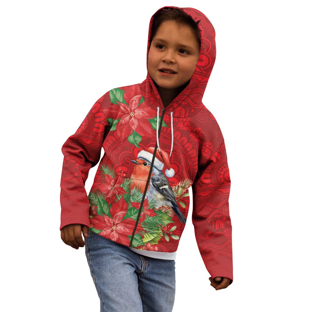 Australian Scarlet Robin Kid Hoodie Aboriginal Inspired Christmas - Aussie Hoodie