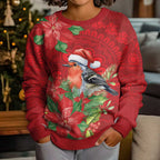 Australian Scarlet Robin Kid Ugly Christmas Sweater Aboriginal Inspired Christmas - Aussie Hoodie