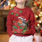 Australian Scarlet Robin Kid Ugly Christmas Sweater Aboriginal Inspired Christmas - Aussie Hoodie