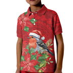 Australian Scarlet Robin Kid Polo Shirt Aboriginal Inspired Christmas - Aussie Hoodie
