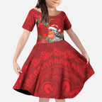 Australian Scarlet Robin Kid Short Sleeve Dress Aboriginal Inspired Christmas - Aussie Hoodie