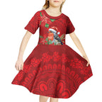 Australian Scarlet Robin Kid Short Sleeve Dress Aboriginal Inspired Christmas - Aussie Hoodie