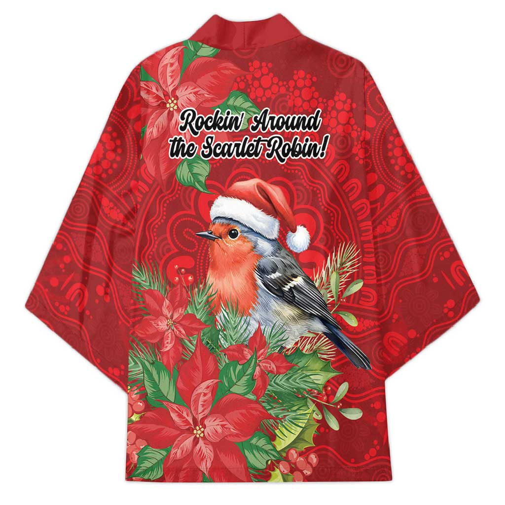 Australian Scarlet Robin Kimono Aboriginal Inspired Christmas - Aussie Hoodie