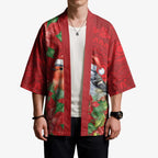 Australian Scarlet Robin Kimono Aboriginal Inspired Christmas - Aussie Hoodie