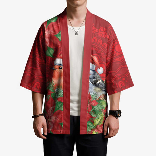 Australian Scarlet Robin Kimono Aboriginal Inspired Christmas - Aussie Hoodie
