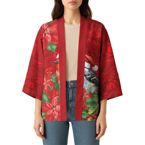 Australian Scarlet Robin Kimono Aboriginal Inspired Christmas - Aussie Hoodie