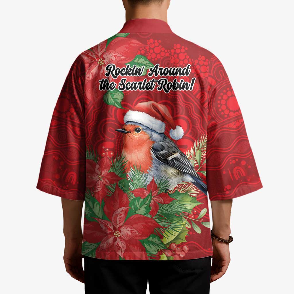 Australian Scarlet Robin Kimono Aboriginal Inspired Christmas - Aussie Hoodie