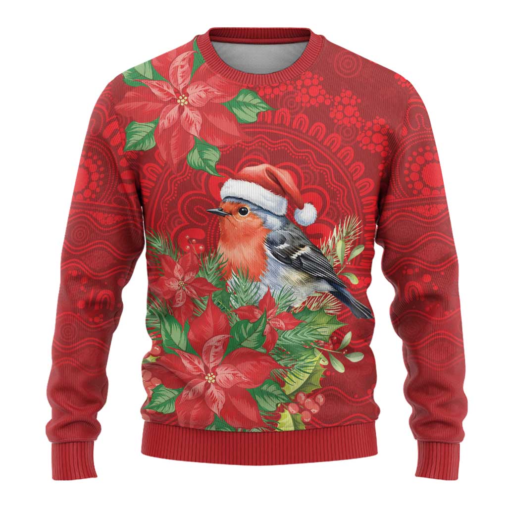 Australian Scarlet Robin Ugly Christmas Sweater Aboriginal Inspired Christmas - Aussie Hoodie