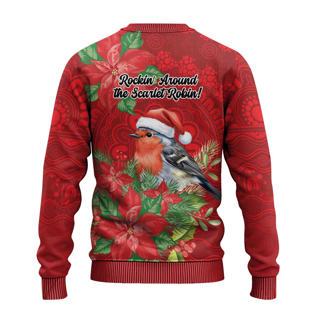 Australian Scarlet Robin Ugly Christmas Sweater Aboriginal Inspired Christmas - Aussie Hoodie