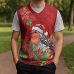 Australian Scarlet Robin Christmas Knitted V-Neck Vest Aboriginal Inspired Christmas - Aussie Hoodie