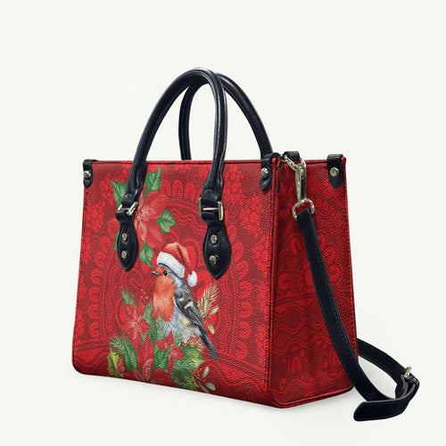 Australian Scarlet Robin Leather Bag Aboriginal Inspired Christmas - Aussie Hoodie