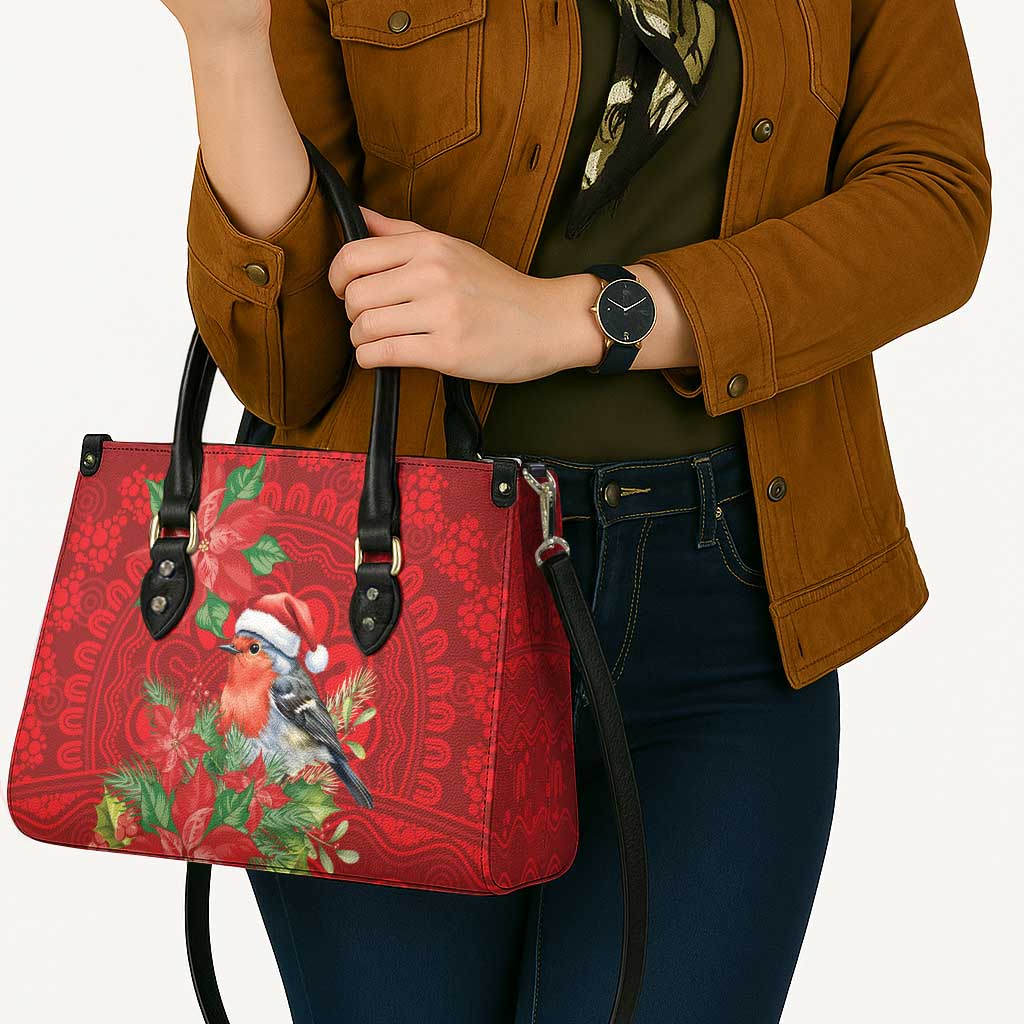 Australian Scarlet Robin Leather Bag Aboriginal Inspired Christmas - Aussie Hoodie