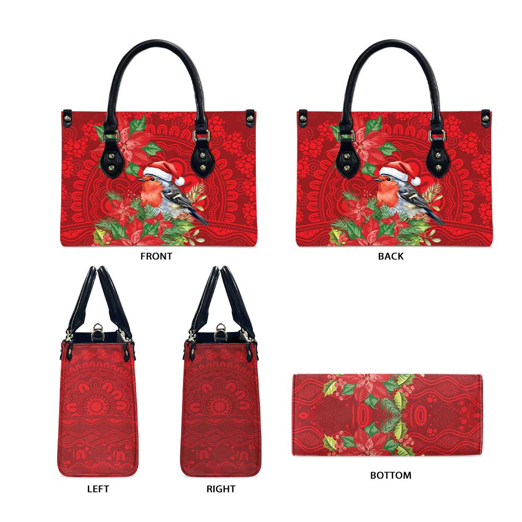 Australian Scarlet Robin Leather Bag Aboriginal Inspired Christmas - Aussie Hoodie