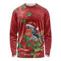 Australian Scarlet Robin Long Sleeve Shirt Aboriginal Inspired Christmas - Aussie Hoodie