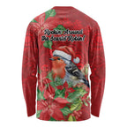Australian Scarlet Robin Long Sleeve Shirt Aboriginal Inspired Christmas - Aussie Hoodie
