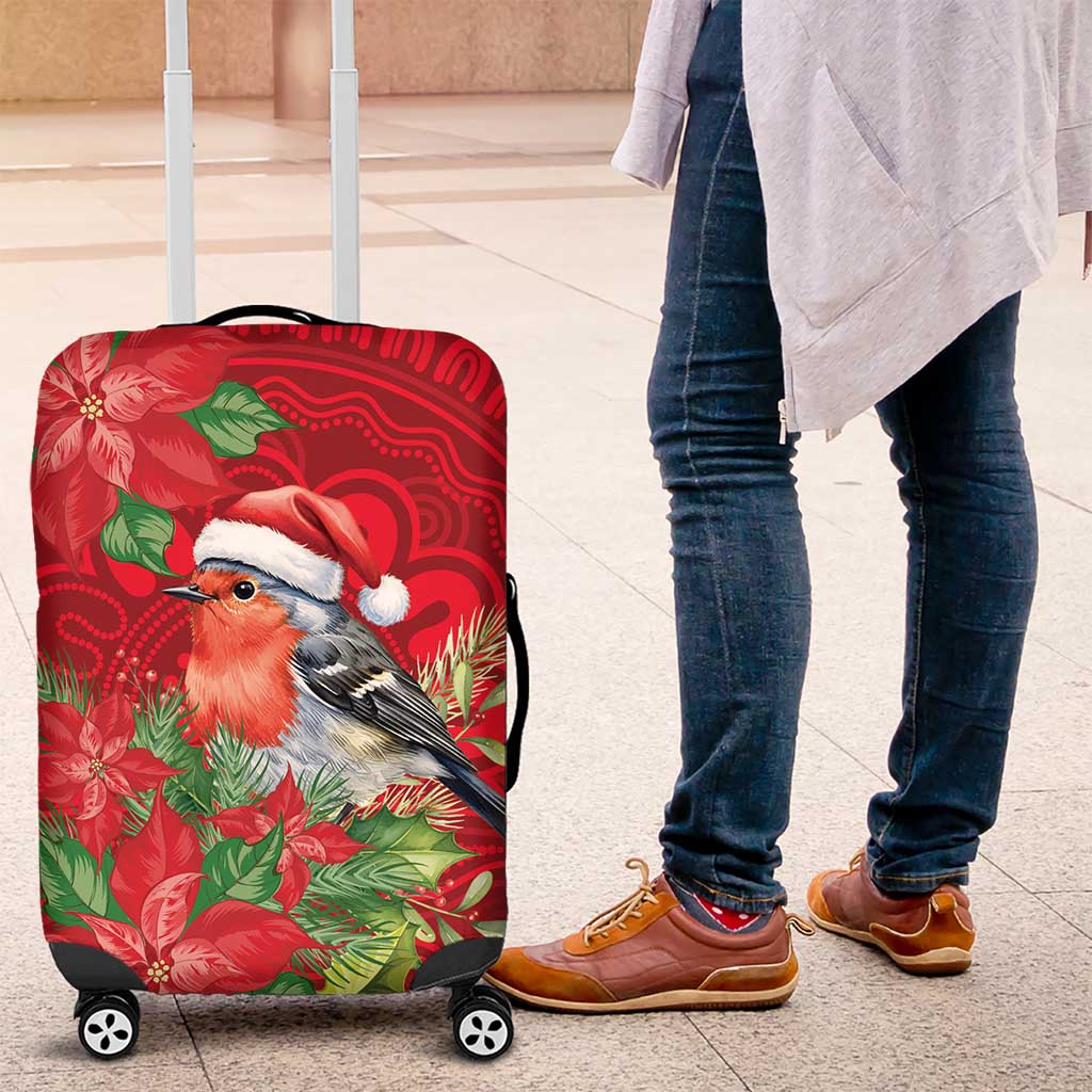 Australian Scarlet Robin Luggage Cover Aboriginal Inspired Christmas - Aussie Hoodie