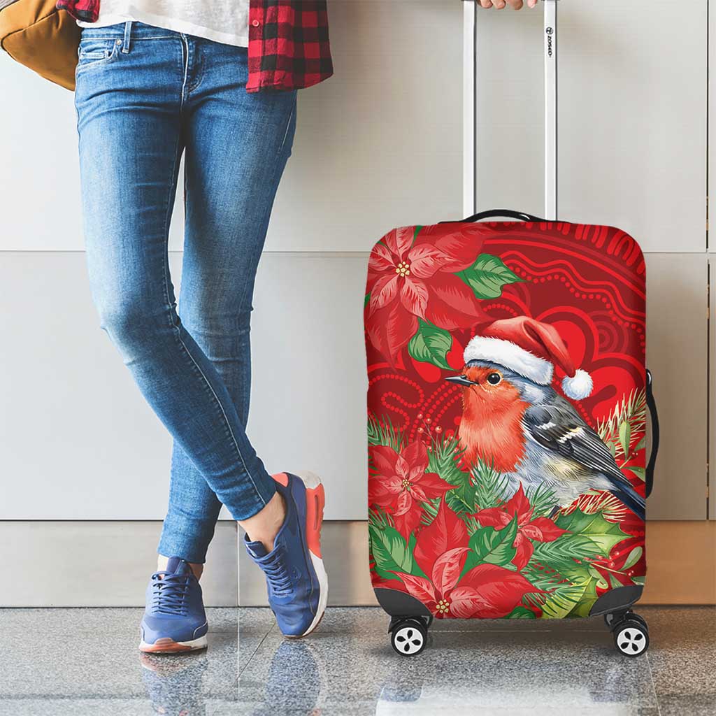 Australian Scarlet Robin Luggage Cover Aboriginal Inspired Christmas - Aussie Hoodie