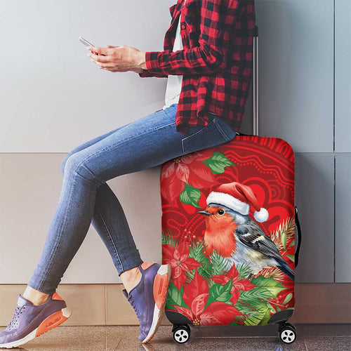 Australian Scarlet Robin Luggage Cover Aboriginal Inspired Christmas - Aussie Hoodie