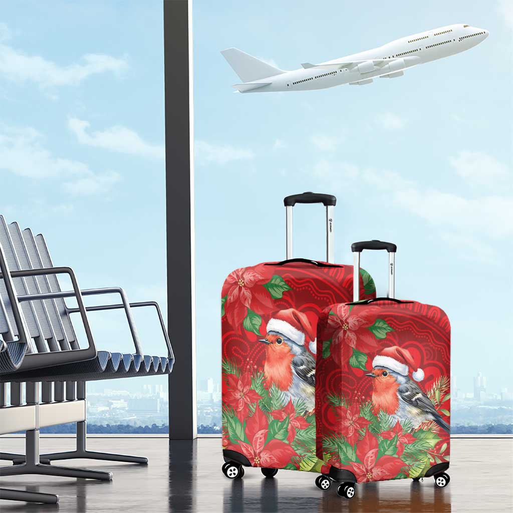 Australian Scarlet Robin Luggage Cover Aboriginal Inspired Christmas - Aussie Hoodie