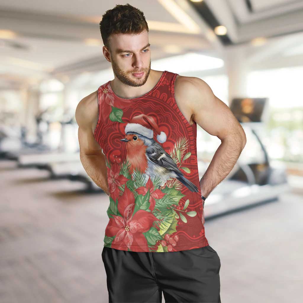 Australian Scarlet Robin Men Tank Top Aboriginal Inspired Christmas - Aussie Hoodie
