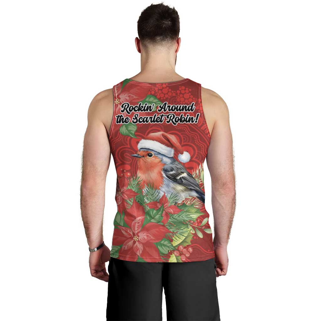 Australian Scarlet Robin Men Tank Top Aboriginal Inspired Christmas - Aussie Hoodie