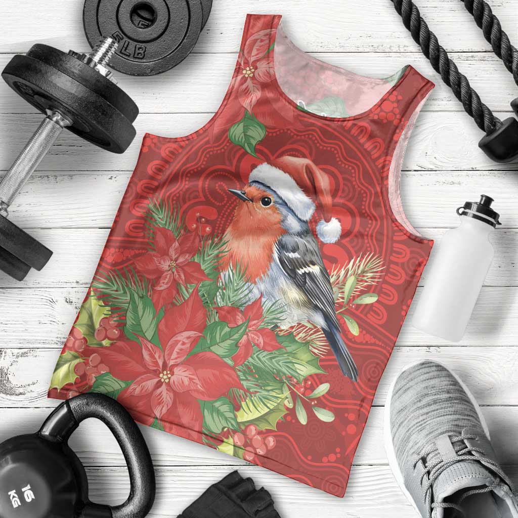 Australian Scarlet Robin Men Tank Top Aboriginal Inspired Christmas - Aussie Hoodie