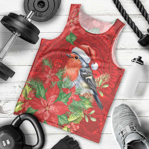 Australian Scarlet Robin Men Tank Top Aboriginal Inspired Christmas - Aussie Hoodie